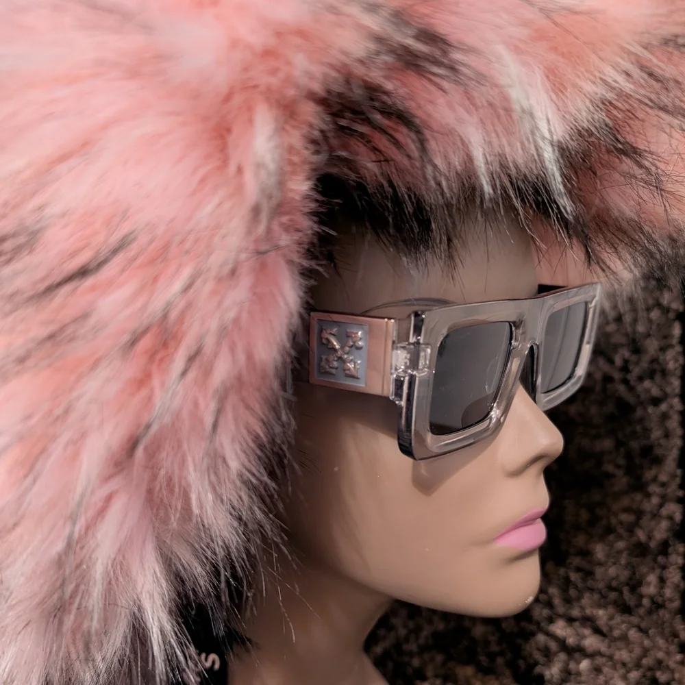 Off-White Square Sunglasses – Clear Frame – Arrow Logo – Made in Italy